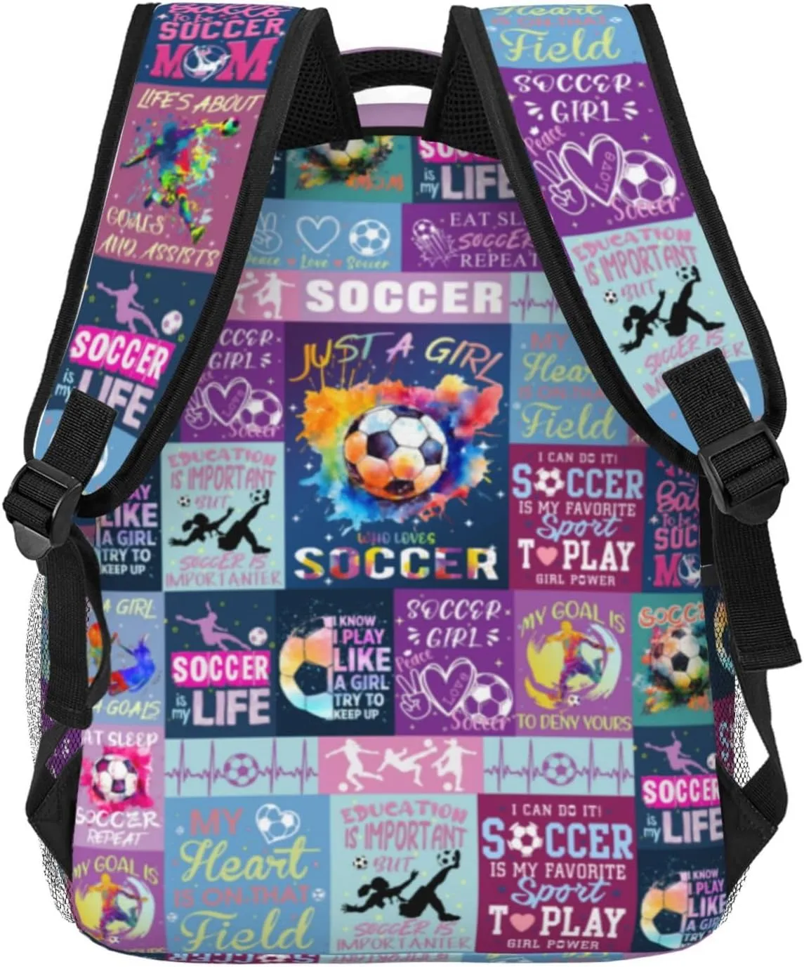 Soccer Backpack Football School Backpacks Durable Soccer Ball Theme Bookbag Sport Daypack Travel Bag for Kids Girls Boys Gifts 16 Inch