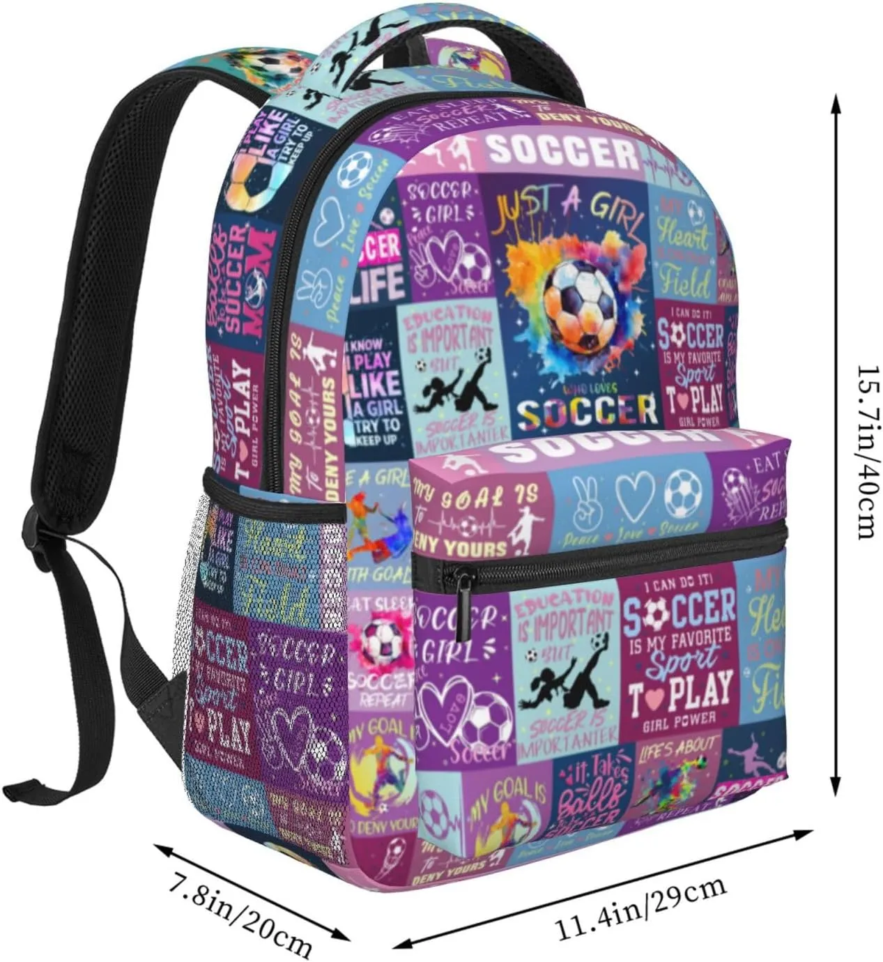 Soccer Backpack Football School Backpacks Durable Soccer Ball Theme Bookbag Sport Daypack Travel Bag for Kids Girls Boys Gifts 16 Inch