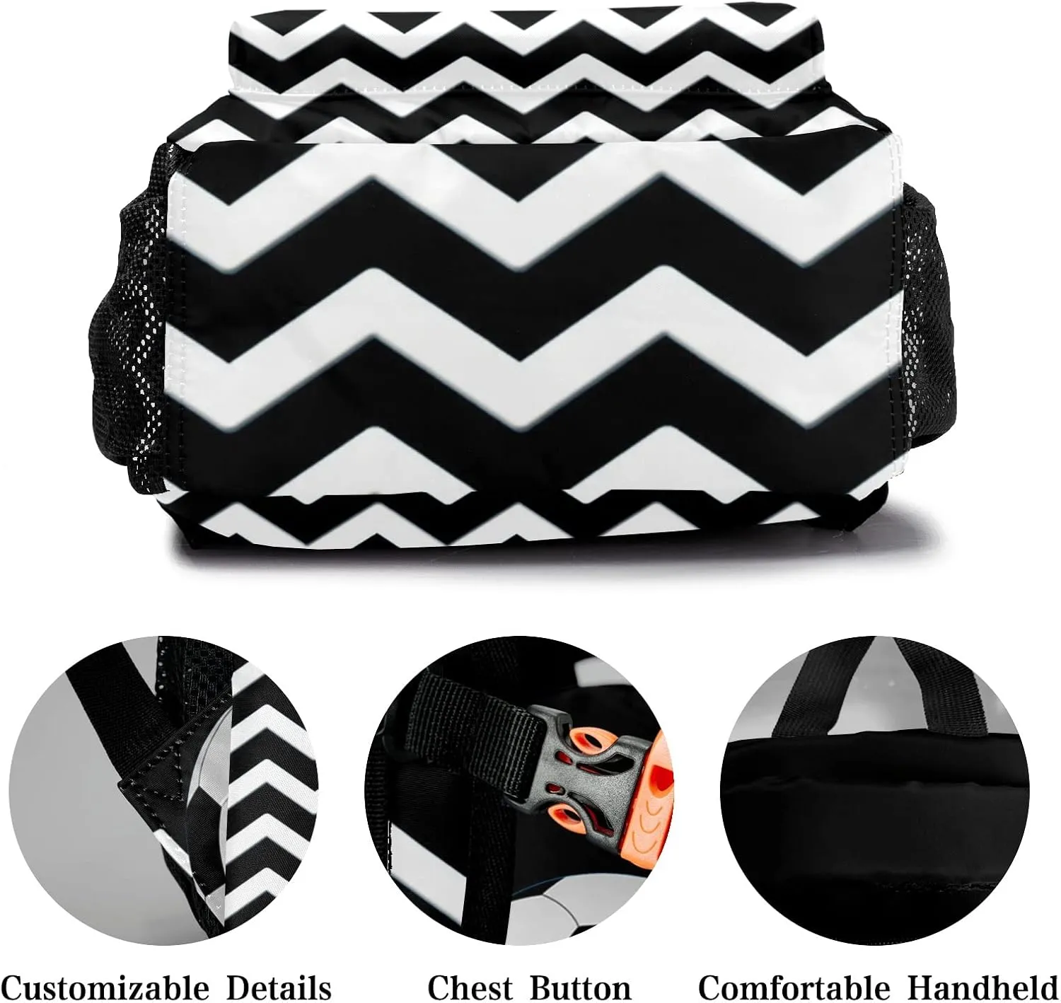 Soccer Stripes Black Personalized Kids School Backpack Custom for Boys Girls Primary Daypack School Bookbag Travel Bag