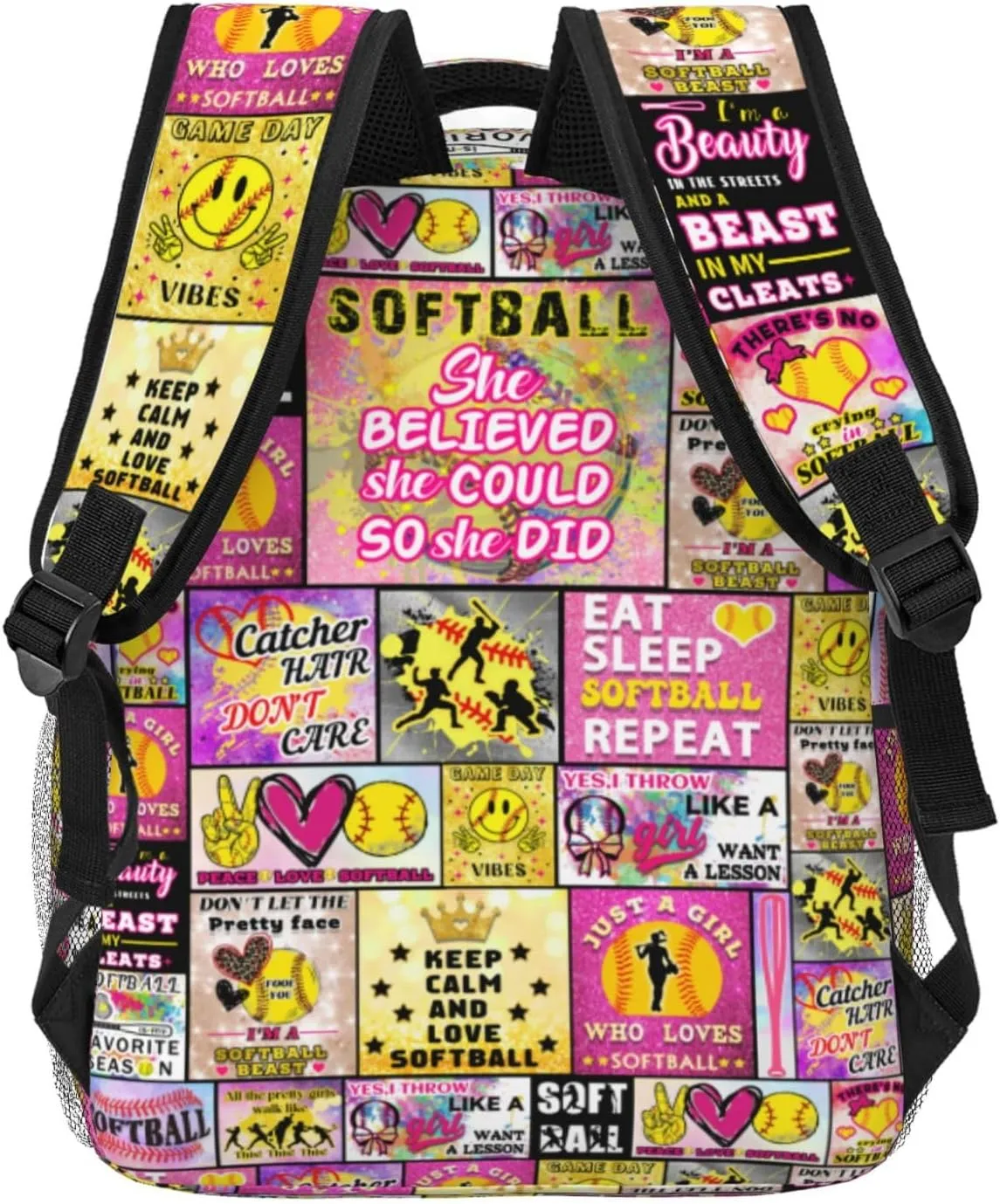 Softball Backpack School Backpacks Durable Softball Bookbag Casual Sport Daypack Travel Bag for Kids Girls Adults Gifts 16 Inch