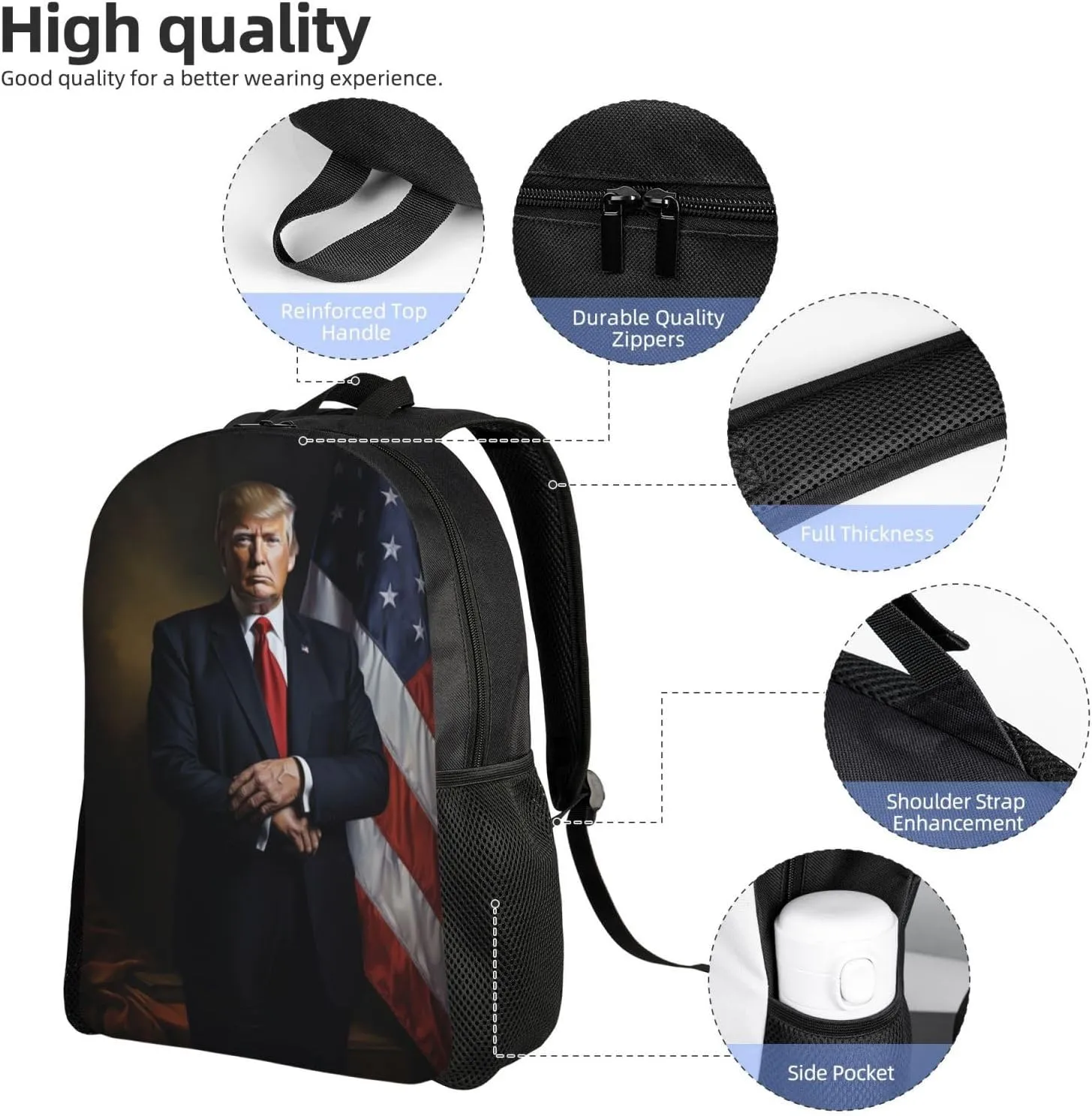 Solemn Trump Backpack Waterproof Anti Theft Durable Light Laptop Bag Backpacks For Women Men Travel Gym Backpack