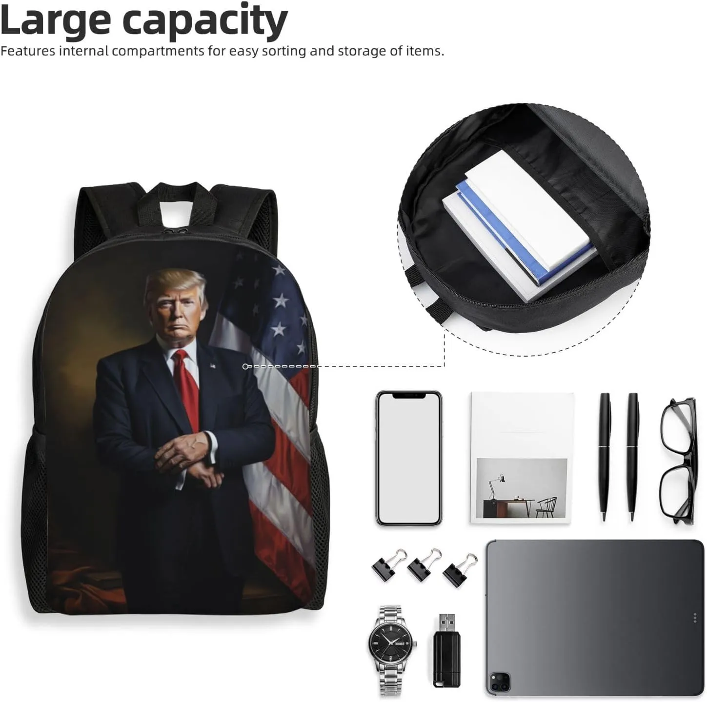 Solemn Trump Backpack Waterproof Anti Theft Durable Light Laptop Bag Backpacks For Women Men Travel Gym Backpack