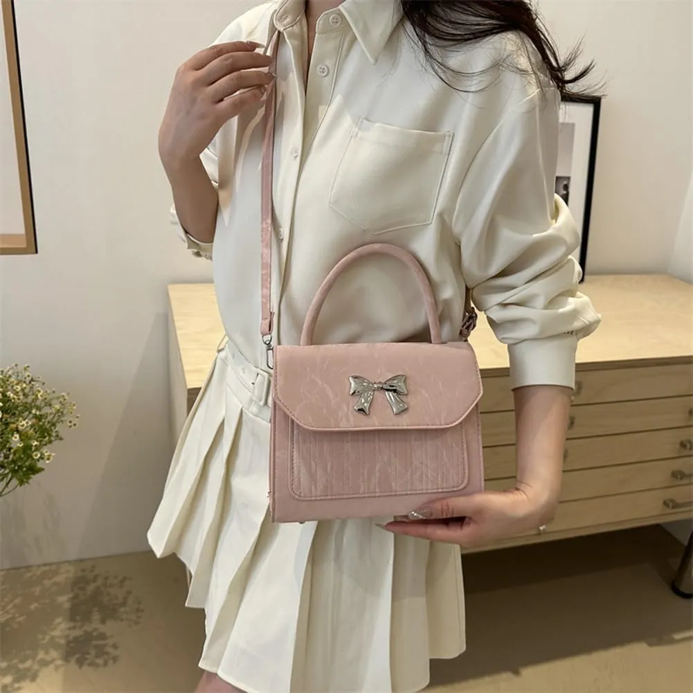 Solyinne Crossbody Bag for Women Bow with Adjustable Strap Y2k Chic Cute Leather Designer Clutch Shoulder Bag