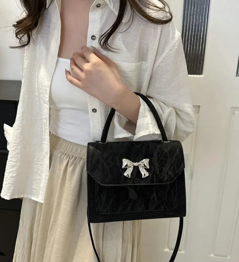 Solyinne Crossbody Bag for Women Bow with Adjustable Strap Y2k Chic Cute Leather Designer Clutch Shoulder Bag