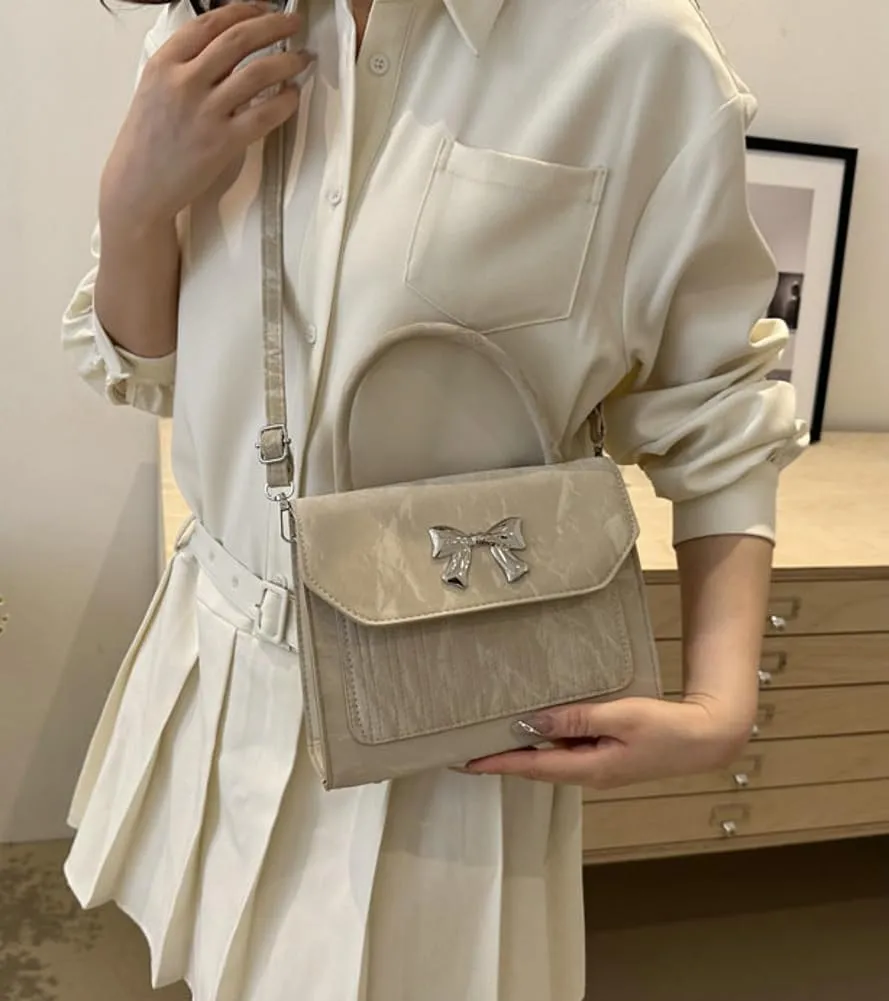 Solyinne Crossbody Bag for Women Bow with Adjustable Strap Y2k Chic Cute Leather Designer Clutch Shoulder Bag