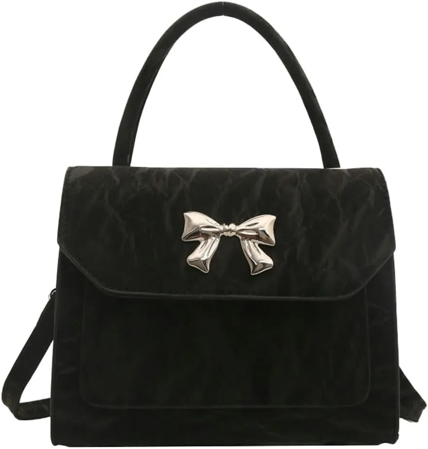 Solyinne Crossbody Bag for Women Bow with Adjustable Strap Y2k Chic Cute Leather Designer Clutch Shoulder Bag