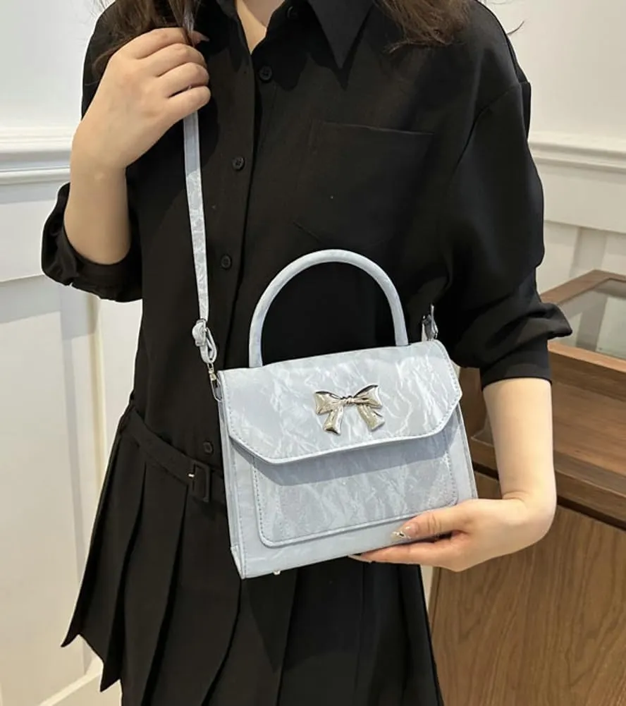 Solyinne Crossbody Bag for Women Bow with Adjustable Strap Y2k Chic Cute Leather Designer Clutch Shoulder Bag