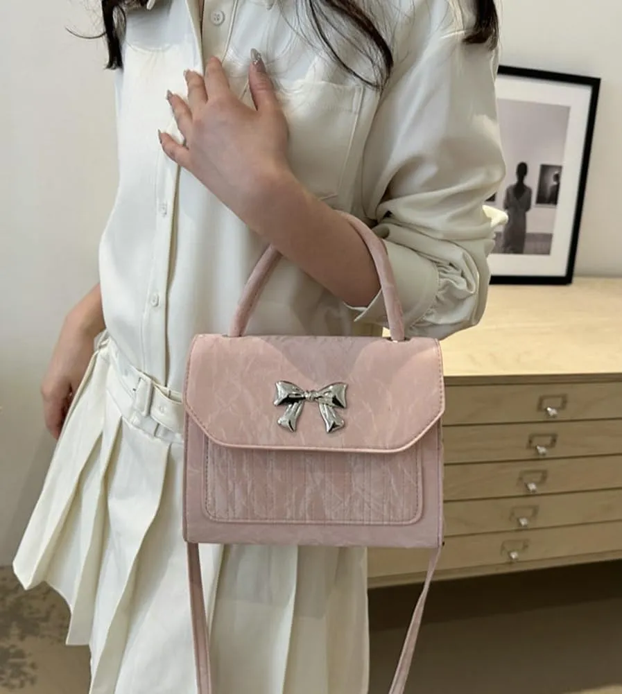 Solyinne Crossbody Bag for Women Bow with Adjustable Strap Y2k Chic Cute Leather Designer Clutch Shoulder Bag