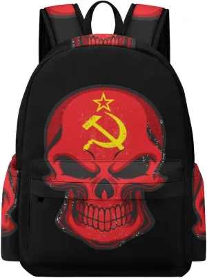 Soviet Union Skull National Flag Mini Backpack Cute Shoulder Bag Small Laptop Bag Travel Daypack for Men Women