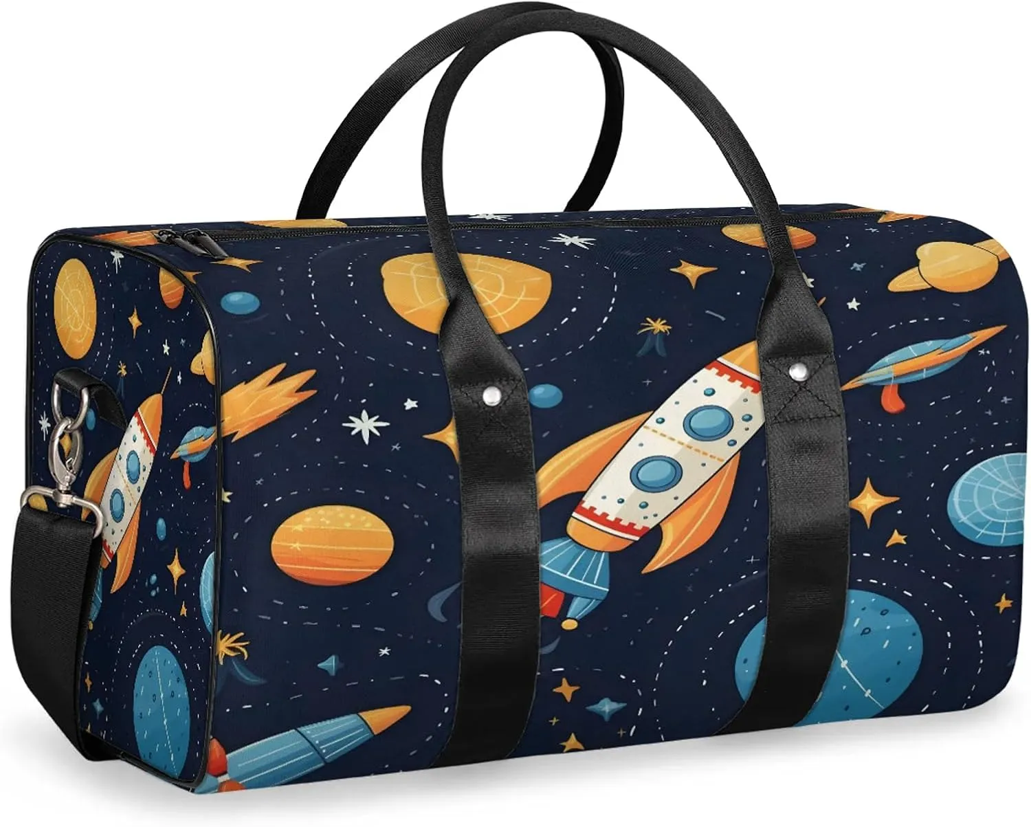Space Rocket Galaxy Travel Bag for Men Women, Gym Duffle Bags for Travel, Carry On Luggage Bag, Weekender Overnight Workout Bags
