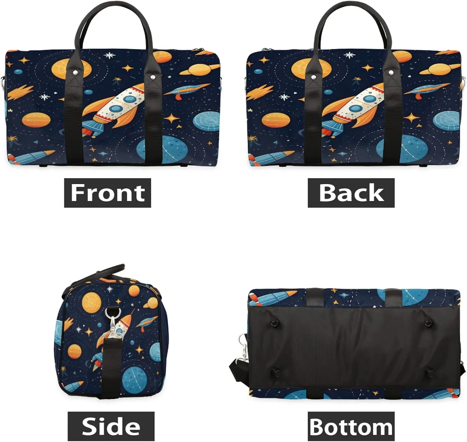 Space Rocket Galaxy Travel Bag for Men Women, Gym Duffle Bags for Travel, Carry On Luggage Bag, Weekender Overnight Workout Bags