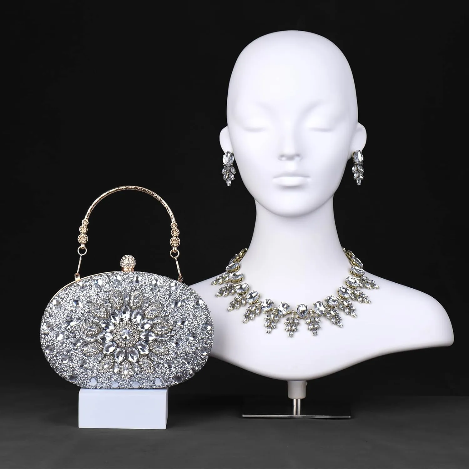 Sparkle Jeweled Clutch Purses Crystal Wedding Evening Purse for Women