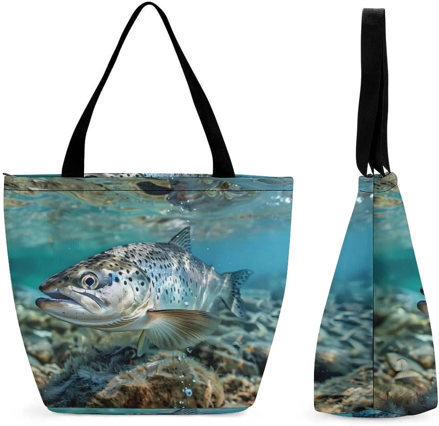 Speckled Sea Trout Tote Bag for Women Reusable Beach Shoulder Bag Lightweight Grocery Bags Travel Handbag