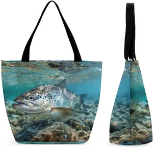 Speckled Sea Trout Tote Bag for Women Reusable Beach Shoulder Bag Lightweight Grocery Bags Travel Handbag