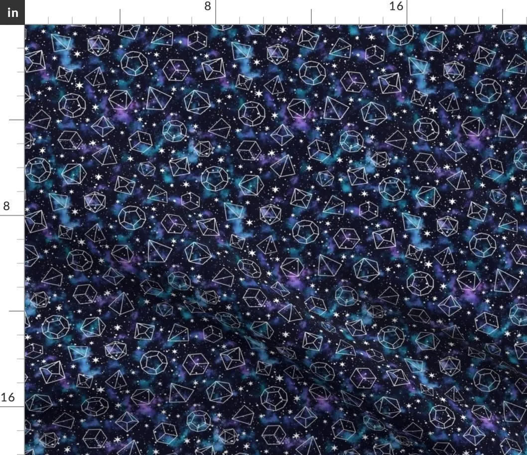 Spoonflower Fabric - Fantasy Ttrpg Dice Bags Galaxy Outer Space Black Purple Blue Gaming Printed on Petal Cotton Fabric by The Yard - Sewing Quilting Apparel Crafts Decor