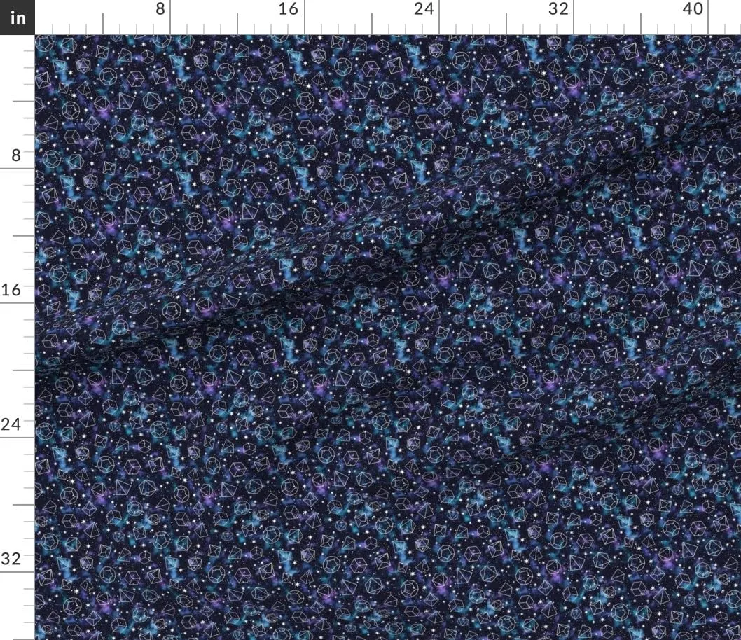 Spoonflower Fabric - Fantasy Ttrpg Dice Bags Galaxy Outer Space Black Purple Blue Gaming Printed on Petal Cotton Fabric by The Yard - Sewing Quilting Apparel Crafts Decor