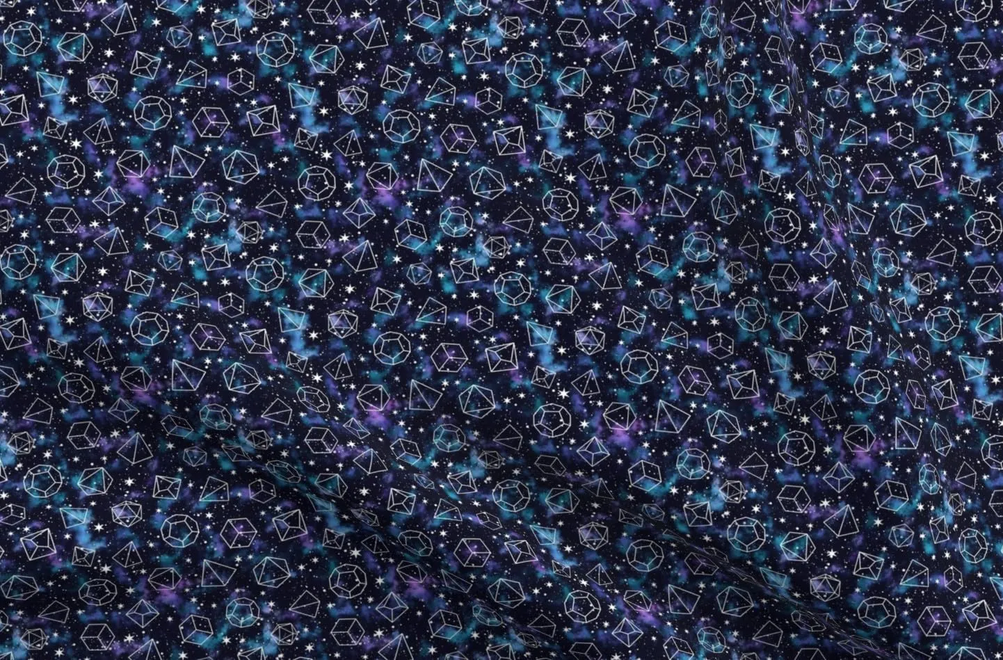 Spoonflower Fabric - Fantasy Ttrpg Dice Bags Galaxy Outer Space Black Purple Blue Gaming Printed on Petal Cotton Fabric by The Yard - Sewing Quilting Apparel Crafts Decor