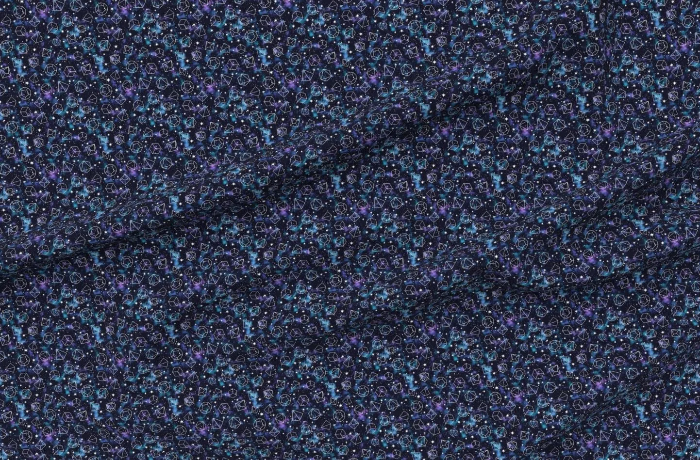 Spoonflower Fabric - Fantasy Ttrpg Dice Bags Galaxy Outer Space Black Purple Blue Gaming Printed on Petal Cotton Fabric by The Yard - Sewing Quilting Apparel Crafts Decor