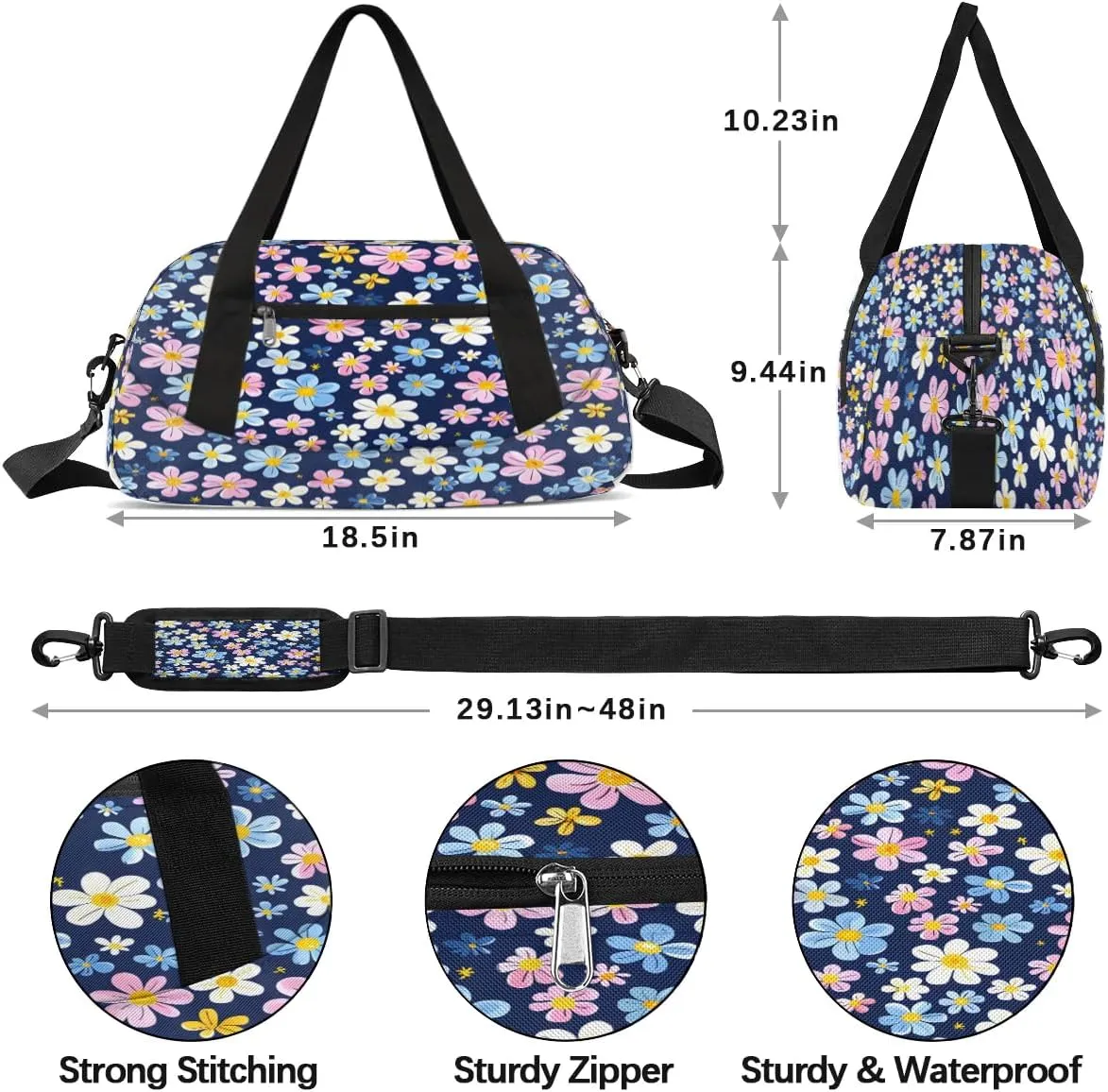 Sport Duffel Bag Beautiful Floral Kids Gym Bag Weekender Overnight Bags for Boys Girls Teens Carry On Workout Travel Bag