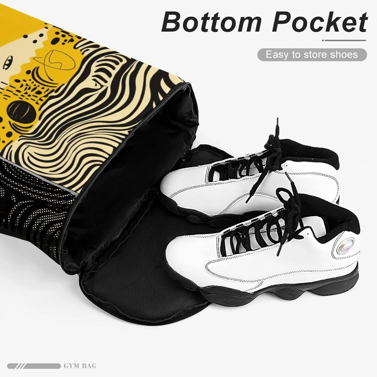 Sports Drawstring Backpack Lightweight Small Gym Bag Mustard Yellow And Black Gym Sackpack for Women Men
