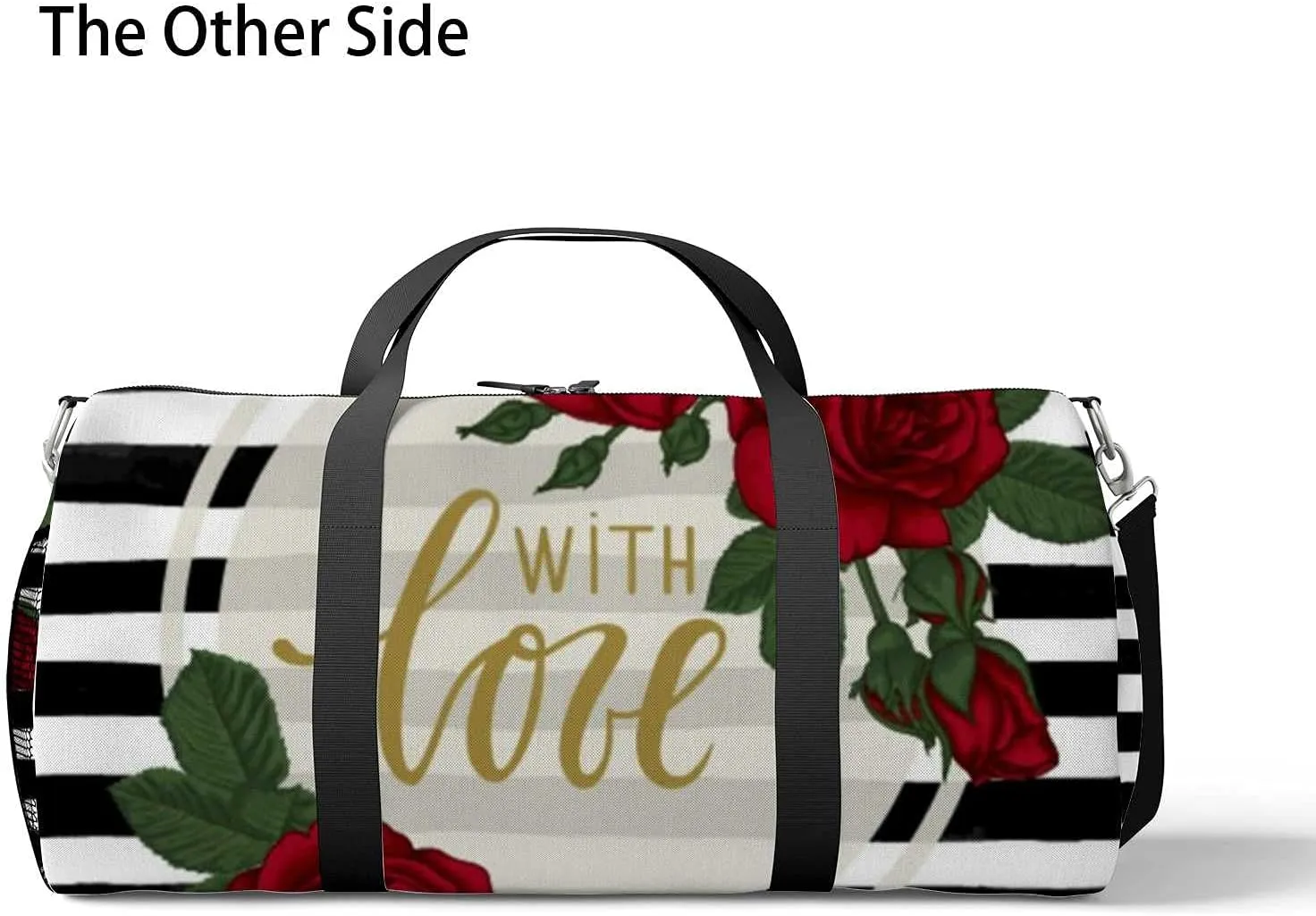 Sports Gym Bag for Women and Men Waterproof Black White Watercolor Striped Duffel Bag Lightweight Carryon Traveling Boarding Gripsack