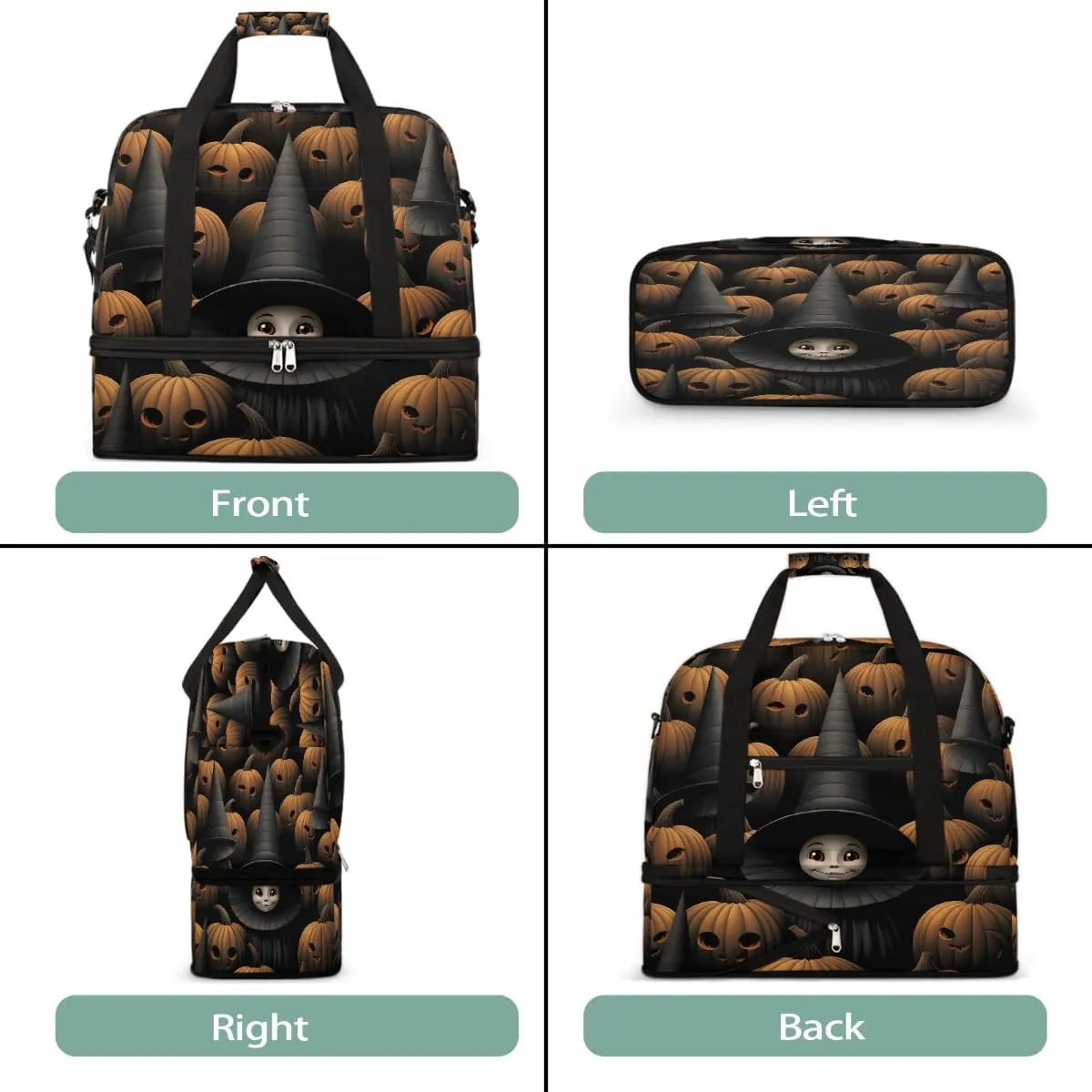 Sports Gym Bag Ghost Pumpkin Retro Large Travel Duffel Bag With Shoe Compartment Foldable Waterproof Carry-On Weekend Travel Bags for Camping Overnight Yoga Hospital Travel Bags