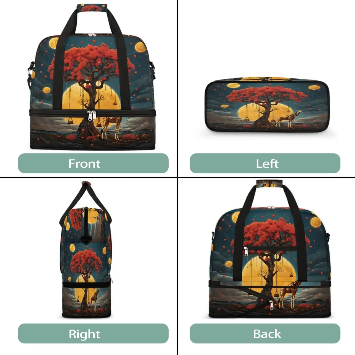 Sports Gym Bag Landscape Deer Animals Large Travel Duffel Bag With Shoe Compartment Foldable Waterproof Carry-On Weekend Travel Bags for Camping Overnight Yoga Hospital Travel Bags