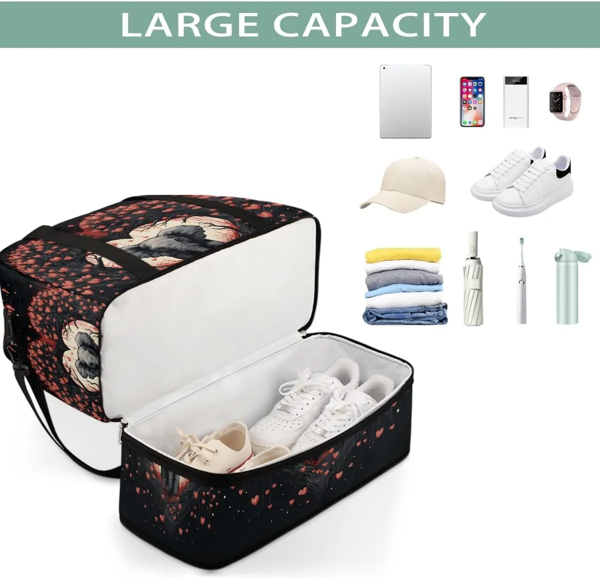 Sports Gym Bag Southeast Asia Love Elephants Large Travel Duffel Bag With Shoe Compartment Foldable Waterproof Carry-On Weekend Travel Bags for Camping Overnight Yoga Hospital Travel Bags