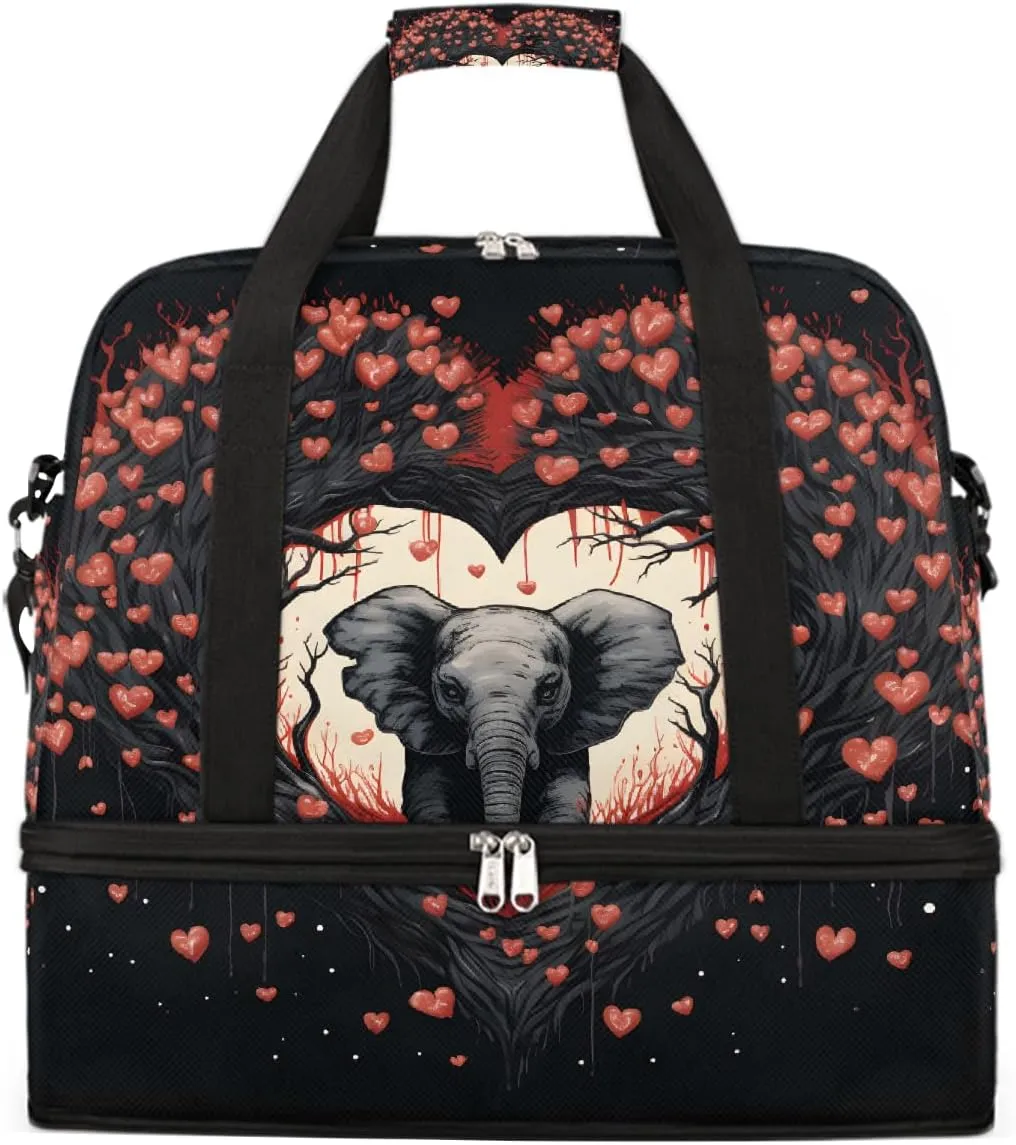 Sports Gym Bag Southeast Asia Love Elephants Large Travel Duffel Bag With Shoe Compartment Foldable Waterproof Carry-On Weekend Travel Bags for Camping Overnight Yoga Hospital Travel Bags