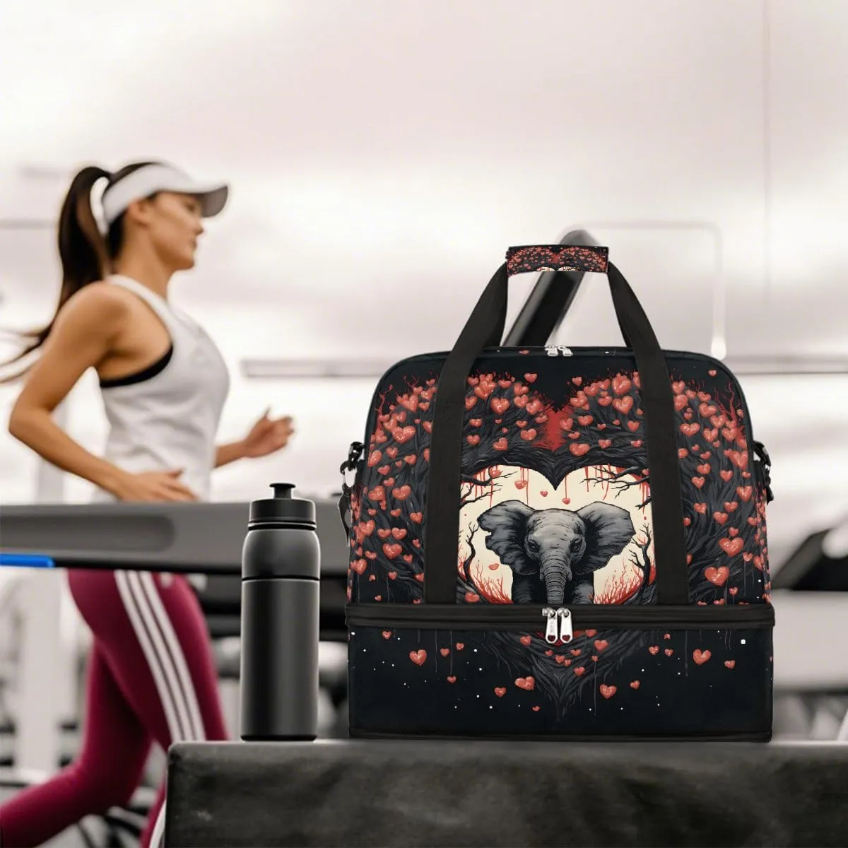 Sports Gym Bag Southeast Asia Love Elephants Large Travel Duffel Bag With Shoe Compartment Foldable Waterproof Carry-On Weekend Travel Bags for Camping Overnight Yoga Hospital Travel Bags
