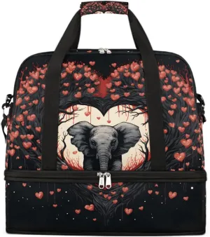 Sports Gym Bag Southeast Asia Love Elephants Large Travel Duffel Bag With Shoe Compartment Foldable Waterproof Carry-On Weekend Travel Bags for Camping Overnight Yoga Hospital Travel Bags