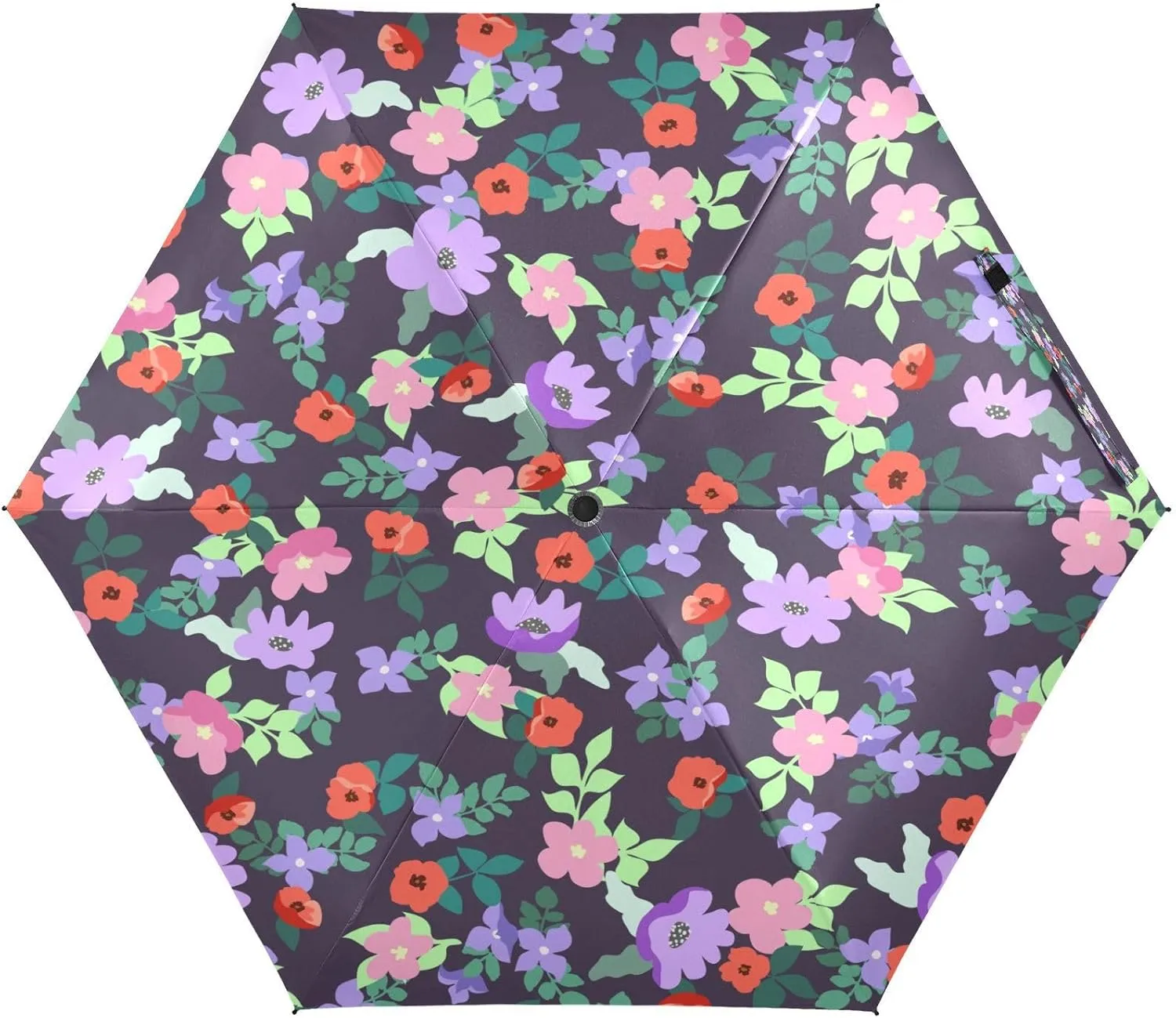 Spring Naive Flowers Umbrellas for Rain Pink Wildflowers Travel Umbrella Windproof Small Folding Compact Mini Umbrella for Purse Lightweight Portable Pocket for Women