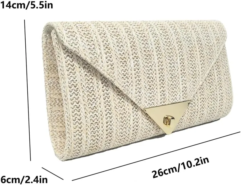 Spring-Summer 2025 Women's Straw Crossbody Bag – Minimalist Retro Clutch Purse, Boho Woven Handheld Shoulder Bag