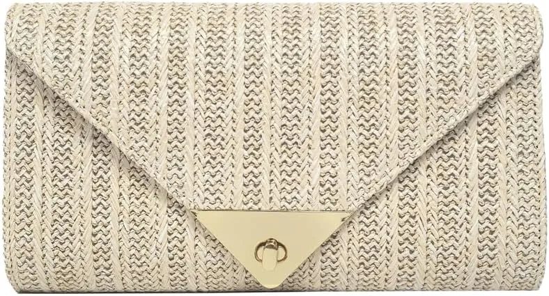 Spring-Summer 2025 Women's Straw Crossbody Bag – Minimalist Retro Clutch Purse, Boho Woven Handheld Shoulder Bag