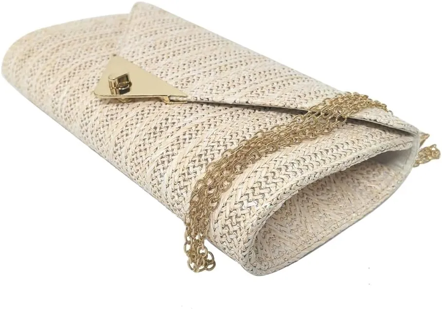 Spring-Summer 2025 Women's Straw Crossbody Bag – Minimalist Retro Clutch Purse, Boho Woven Handheld Shoulder Bag