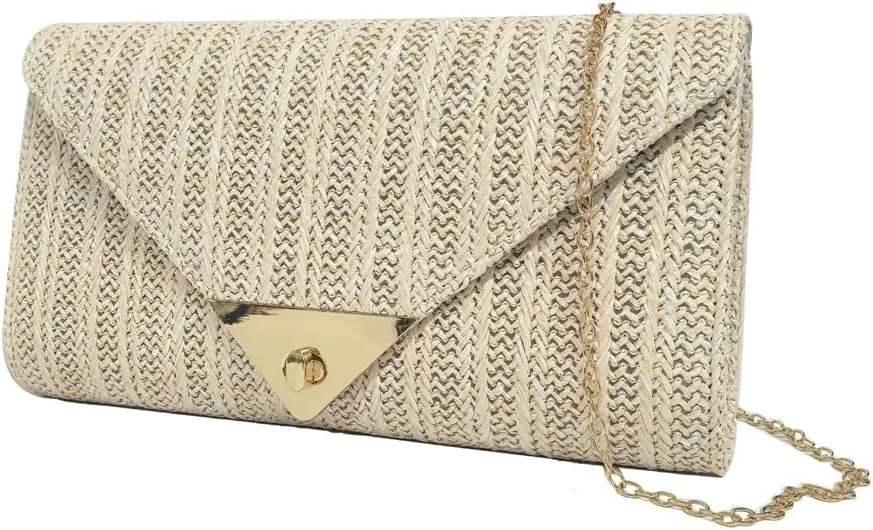 Spring-Summer 2025 Women's Straw Crossbody Bag – Minimalist Retro Clutch Purse, Boho Woven Handheld Shoulder Bag