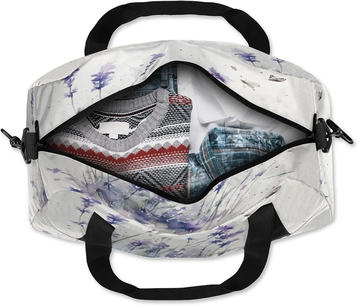 Spring Summer Lavender Purple Kids Duffel Bag Lightweight Waterproof Sports Gym Bag with Front Zipper Pocket Foldable Weekender Overnight Bag for School Practice Gymnastic Ballet