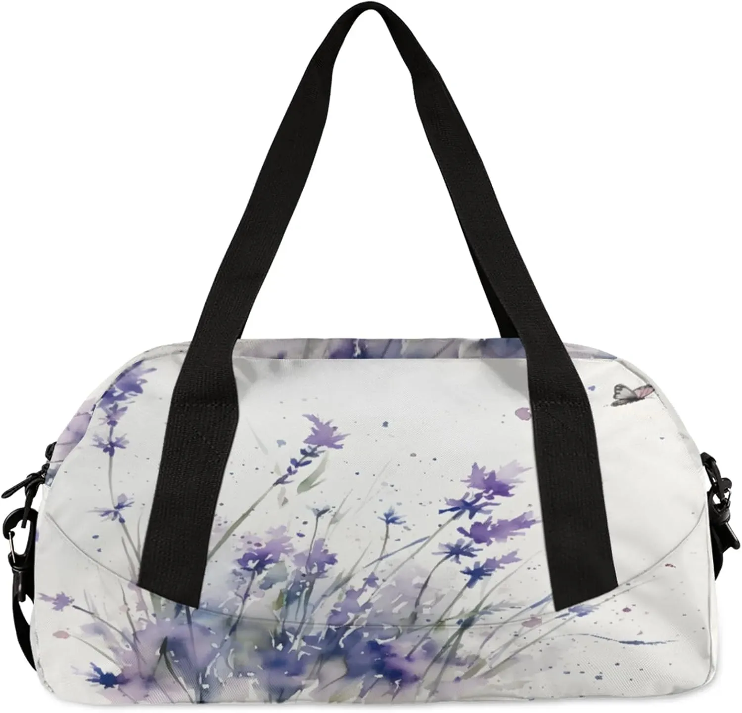 Spring Summer Lavender Purple Kids Duffel Bag Lightweight Waterproof Sports Gym Bag with Front Zipper Pocket Foldable Weekender Overnight Bag for School Practice Gymnastic Ballet