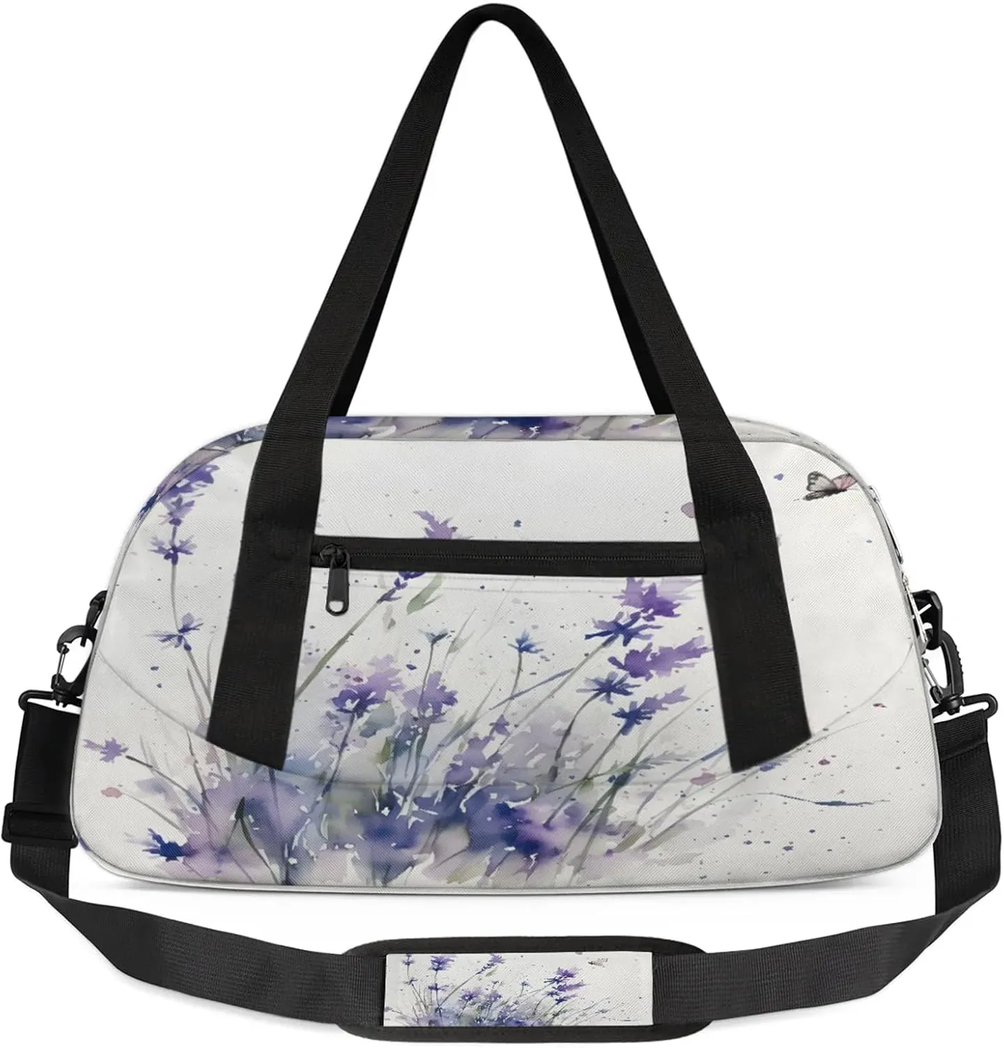 Spring Summer Lavender Purple Kids Duffel Bag Lightweight Waterproof Sports Gym Bag with Front Zipper Pocket Foldable Weekender Overnight Bag for School Practice Gymnastic Ballet