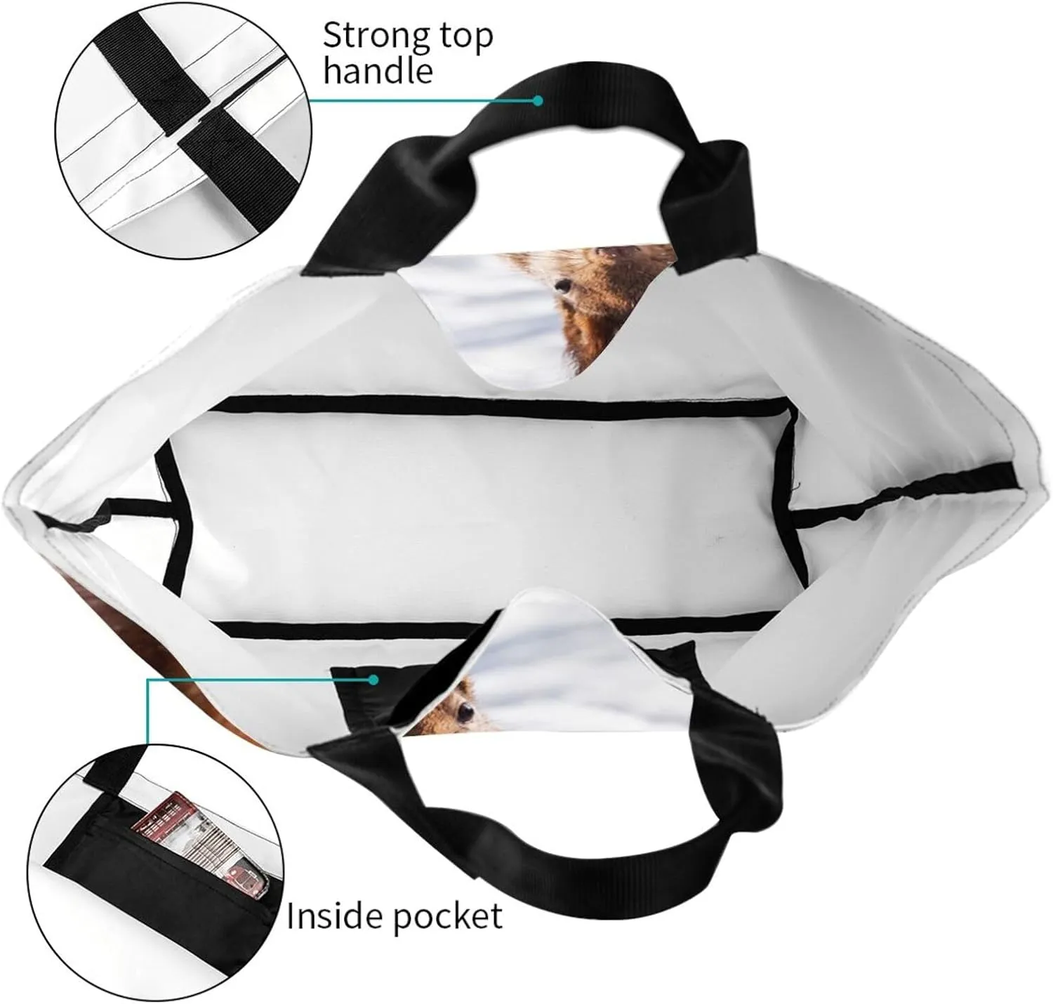 Squirrel Canvas Tote Bag Cute Shoulder Bag Handbag Casual Animal Grocery Bags Cute Animals Bag for Outdoor