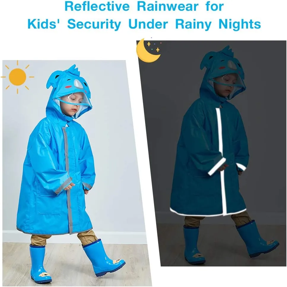 SSAWcasa Rain Poncho Kids with Hood, Toddler Rain Jacket Coat Girls Boys, Children Baby Raincoat Rainwear Gear Outerwear
