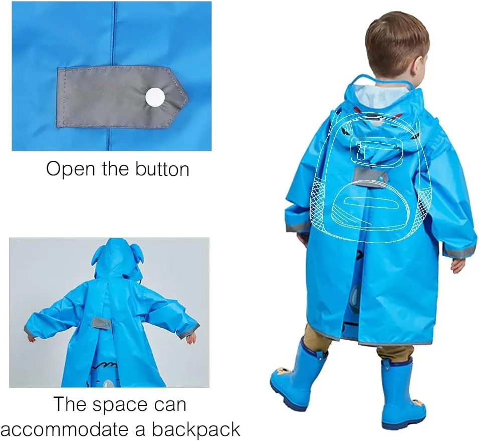 SSAWcasa Rain Poncho Kids with Hood, Toddler Rain Jacket Coat Girls Boys, Children Baby Raincoat Rainwear Gear Outerwear