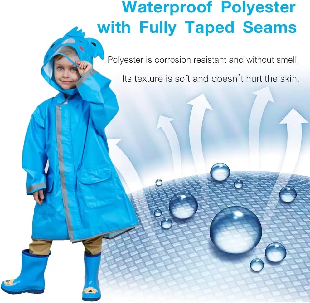 SSAWcasa Rain Poncho Kids with Hood, Toddler Rain Jacket Coat Girls Boys, Children Baby Raincoat Rainwear Gear Outerwear