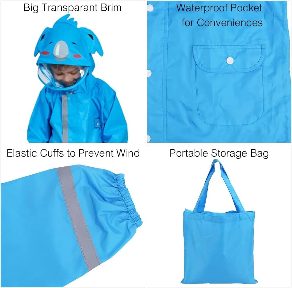 SSAWcasa Rain Poncho Kids with Hood, Toddler Rain Jacket Coat Girls Boys, Children Baby Raincoat Rainwear Gear Outerwear
