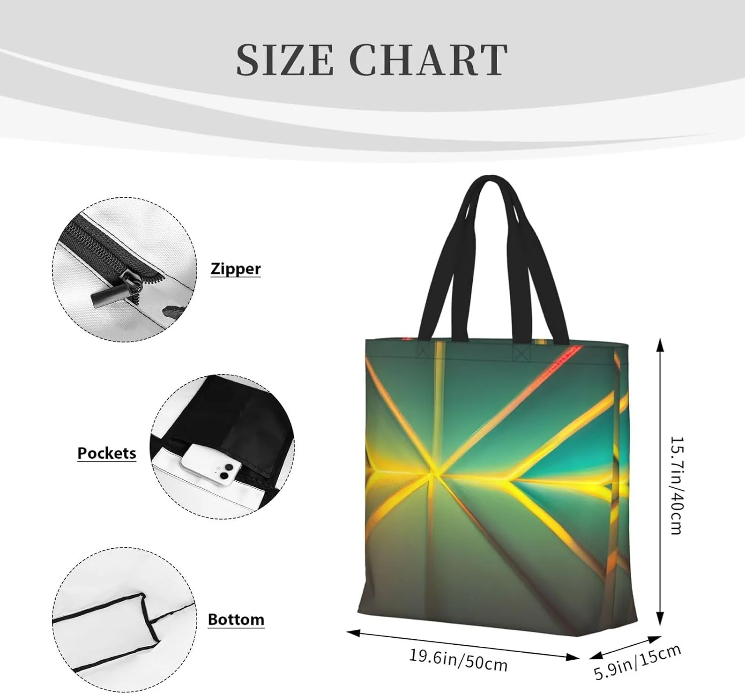 SSIMOO Colored Stripes Vertical Stylish Zipper Shopping Bags,Shoulder Bag,The Perfect Blend Of Style And Convenience
