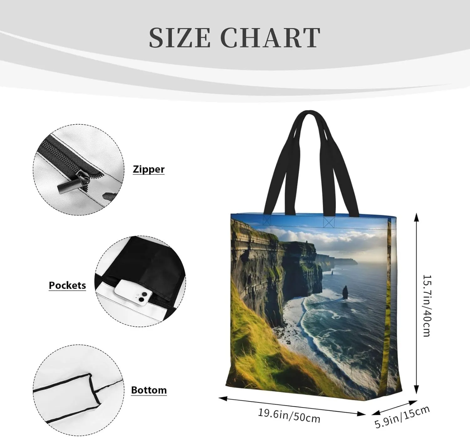 SSIMOO Lovely Cartoon Cats Stylish Zipper Shopping Bags,Shoulder Bag,The Perfect Blend Of Style And Convenience