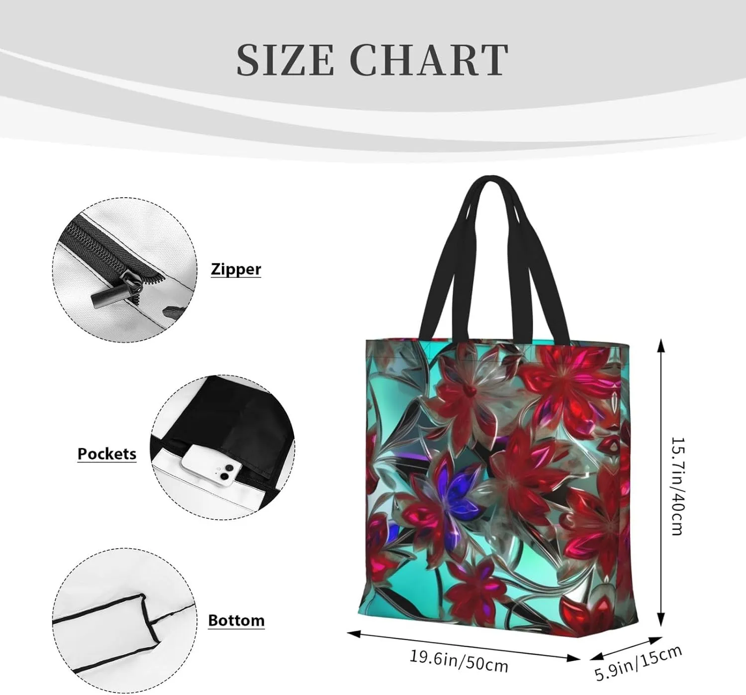 SSIMOO Mallard Ducks Trendy Fashion Shopping Bags,Zippered Convenience Bag,Shopping Tote And Shoulder Bag