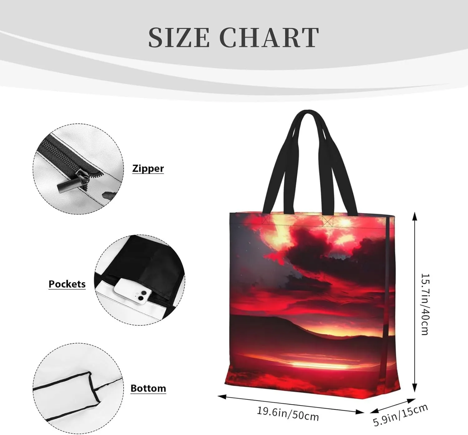 SSIMOO White Daisy Stylish Zipper Shopping Bags,Shoulder Bag,The Perfect Blend Of Style And Convenience