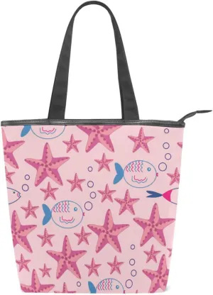 Starfish Fish Spit Bubbles The Tote Bag for Women Big Capacity Women's Shoulder Handbags Canvas Shopping Dating Bag