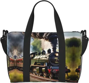 Steam Little Train print Travel Duffel Bag,workout duffel bag, overnight shoulder Bag,Weekender Bag for Women Men